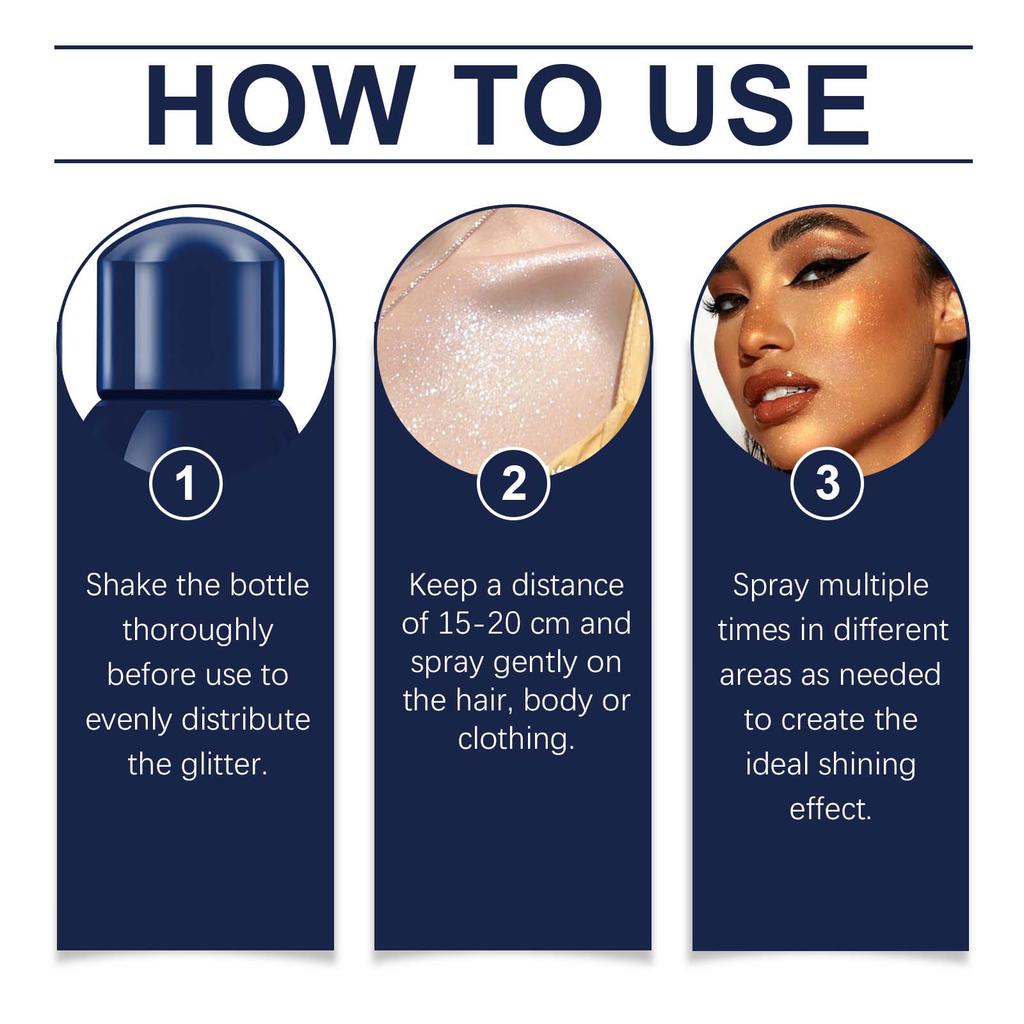 Body Glitter Spray, Shimmer Brightening Moisturizing Nightclub Party Collarbone Glow Spray