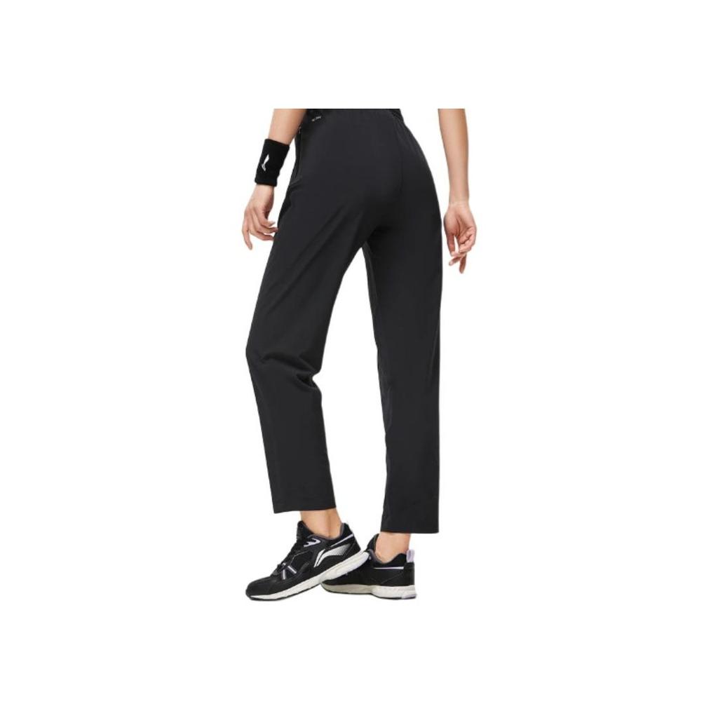 Li Ning Fitness Series Einfarbige High Waist Straight Leg Freizeithose Damenhose Schwarz AYKT642-3