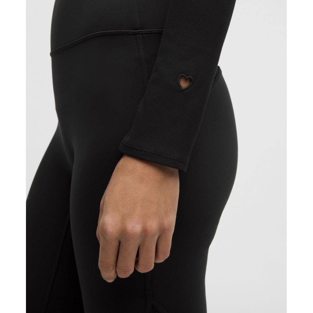 Lululemon Nulu Ribbed Wrap Front Long Sleeve Shirt  Heart Black