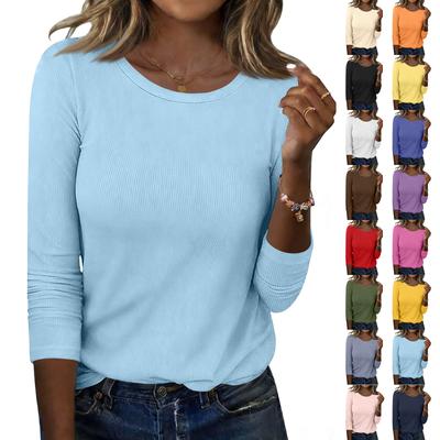 Women's And Winter Slim Bottom T-shirt Fashion Casual Color Pullover Long Sleeve Top