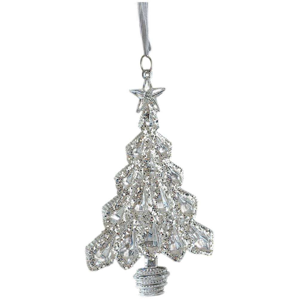 

Decorative Acrylic Pendant Ornaments Set with For CRYSTAL Clear Material for Christmas Holiday Featuring Star Tree Design