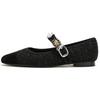 Fashion Women Ballet Flats Fall Low Heel Pumps Knitted Mary Jane Shoes New Design Rhinestone Buckle Flat Shoes Mary Jane Buckle Low-heel
