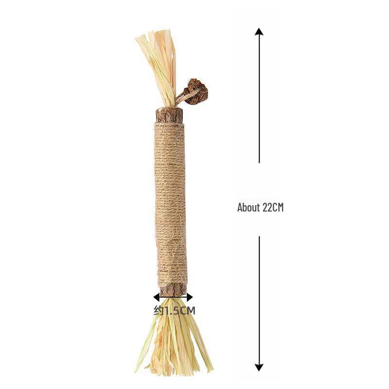 Cat Teething Stick with Raffia Grass & Gall Fruit, Tooth-Cleaning Hemp Rope, Bite-Resistant Cat Toy, Pet Supplies