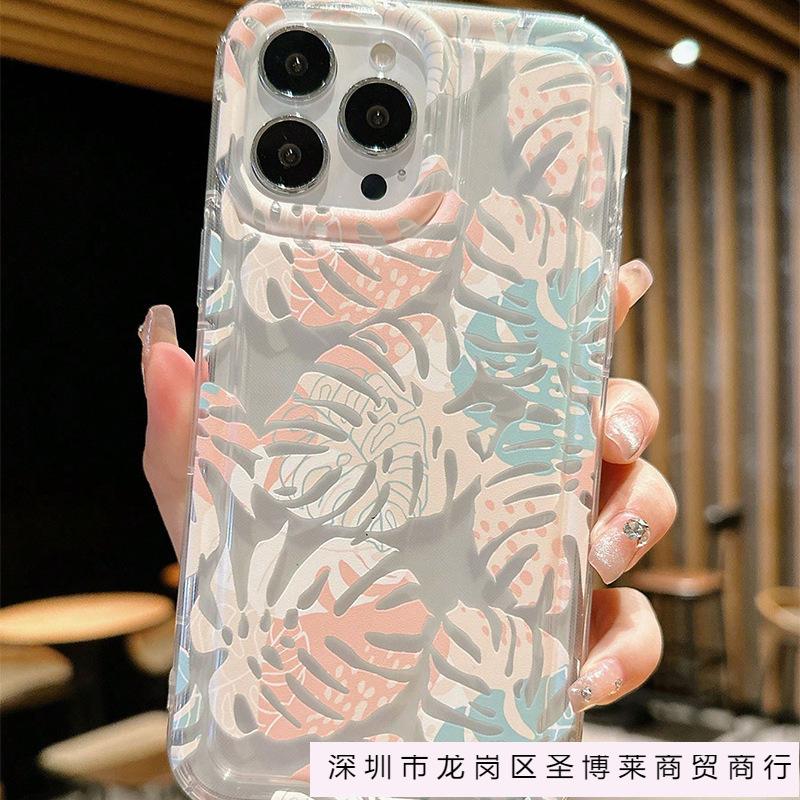 Internet Celebrity Transparent Mobile Phone Case for Apple 15 Oil Painting iPhone14/13/12 Niche 16plus Anti-drop 11 Sets