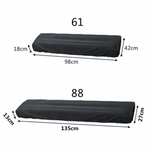 Electronic Piano Keyboard Cover, Key Protection, Dustproof, 61/88 Keys, Yamaha, Casio, Black (88 Keys)