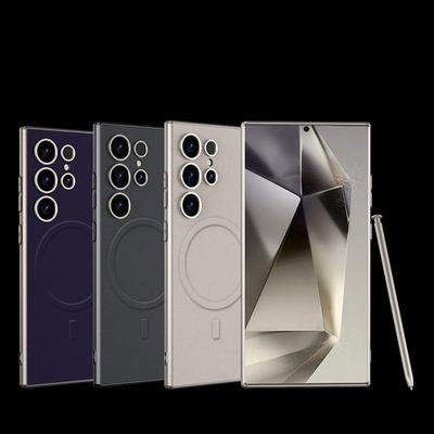 Funda de Cuero Original S24Ultra S25Ultra para Teléfono Samsung Galaxy S23 S24 S25 Ultra Magnética Inalámbrica Tacto de Piel Cubierta Protectora
