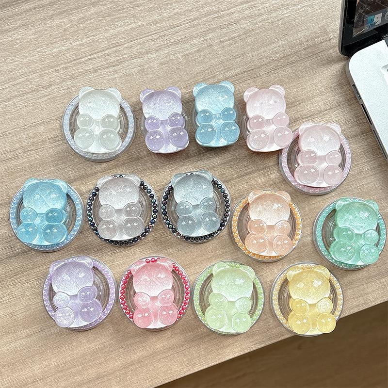 Color Pearl Glitter Bear Mobile Phone Airbag Bracket Magnetic Suction Magsafe Paste Creative Ring Lazy Women