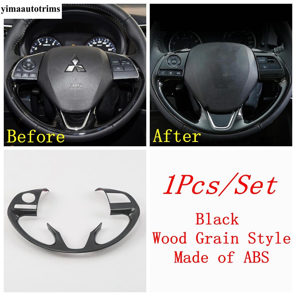 

Car Steering Wheel Frame Decoration Cover Trim Matte / Carbon Fiber Interior Accessories For Mitsubishi Outlander 2016 - Black Wood Grain