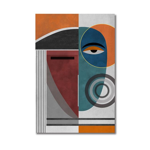 Oljemalerier i Picasso-stil, abstrakte geometriske linjer, kvinnelige ansiktsbilder, plakater og hjemmedekor