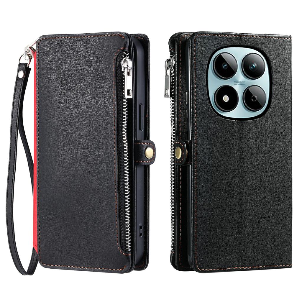 For Xiaomi Redmi Note 15 Pro 5G (Global) Case TPU + PU Leather Wallet Phone Cover with Wrist Strap