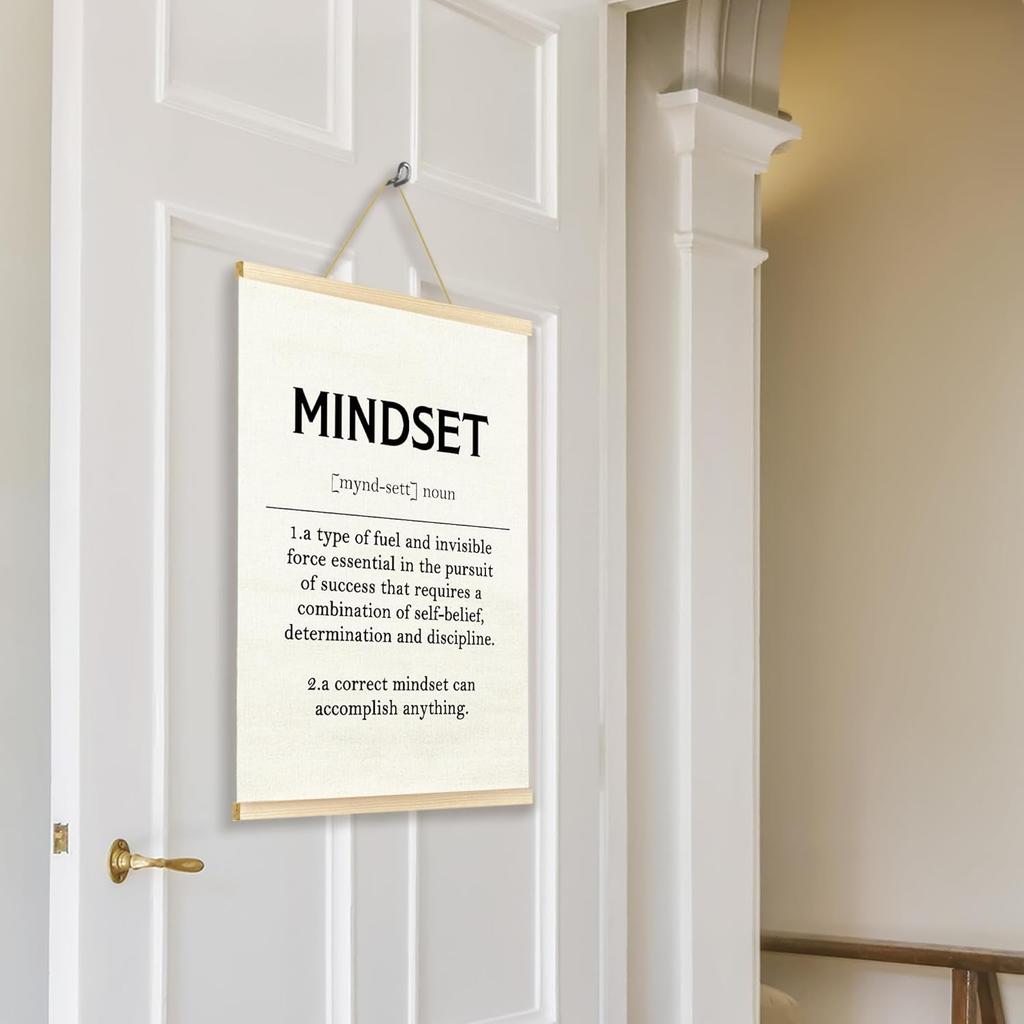 TAEDIN Mindset Motivational Definition Poster Hanger Frame, Pirational Wooden Canvas Artwork Mental Health Print Hanging Sign, Positive Quotes for