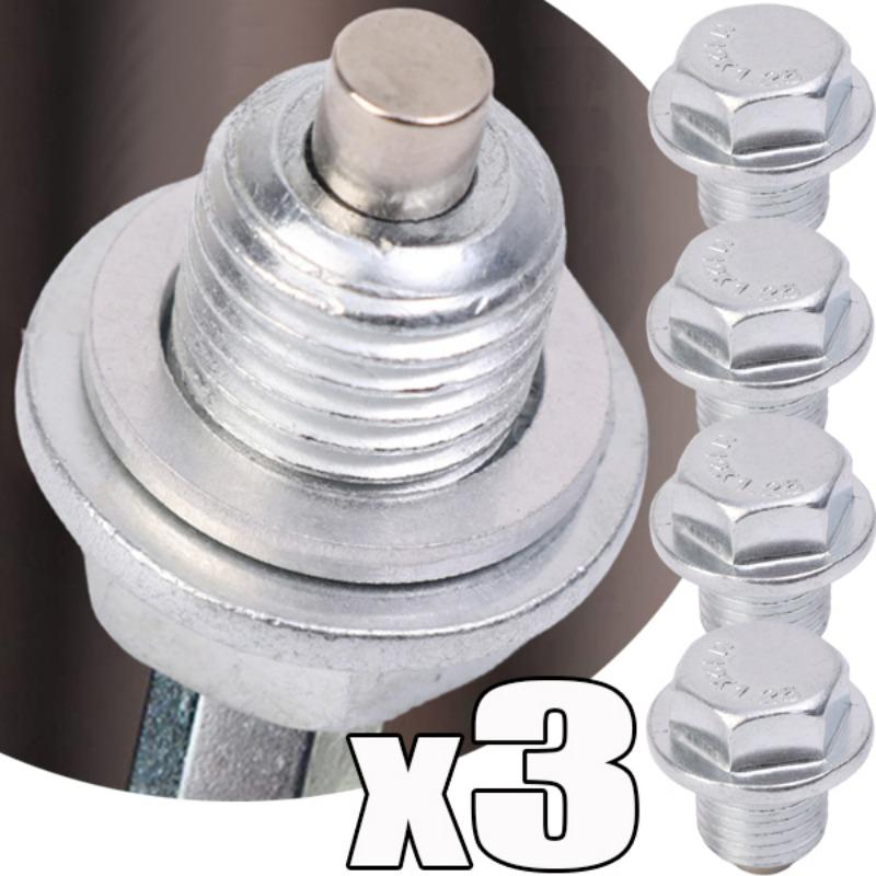 Car Engine Oil Pan Drain Plug Bolt M14*1.5 Silver with Washer Magnetic Oil Drain Screws Seal Ring for Modern Kia Accessories