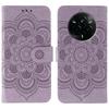 For Realme 14 Pro 5G Case Rhinestone Decor PU Leather Mandala Imprinted Design Phone Cover with Wrist Strap