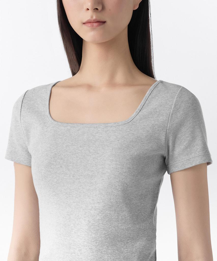 MUSINSA STANDARD WOMAN Women'S Slim Square Neck T-Shirt [Medium Grey]