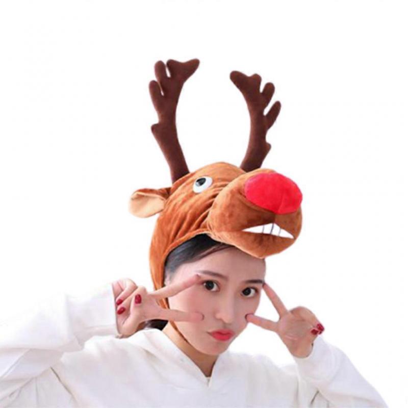 Cute Elk Deer Hat Elk Design Headgear Hat Plush Toy Stuffed Toy Photography Prop Headgear Hat Festival Party Photo Props
