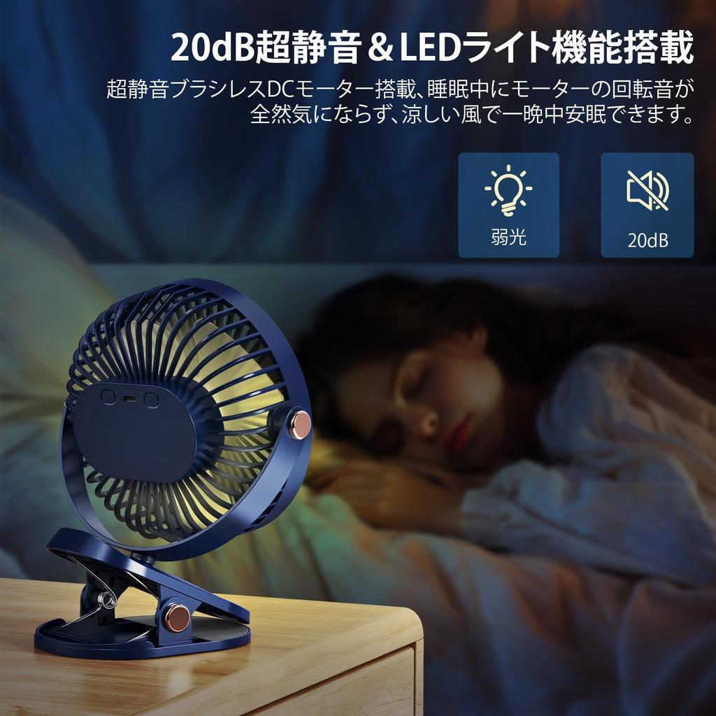 iNeibo Desktop Small USB 4000mAh High 20dB Super Strong 20 Hours of Continuous 4 Airflow Rhythmic LED Desk Clip Mini for Living Heatstroke Prevention