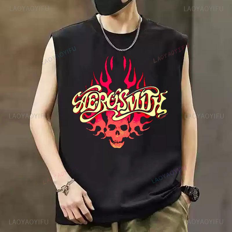 

Aerosmith Adult Tank Top 100% Cotton Crewneck Printed Vest Sleeveless Comfortable Breathable Camisa Rock Band Music Graphic Top 5XL різнокольоровий