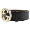 Gucci Interlocking Belt 114876 GG Black Sima Leather Mens Used