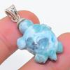 Natural Larimar Gemstone Handmade 925 Sterling Silver Jewelry Pendant 1.58" m7E98