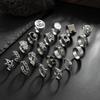 SHIXIN 20Pcs/Set Punk Geometric Stars Rings Men Hip Hop Stackable Silver Color Knuckle Rings Set Male Jewelry  Accessories