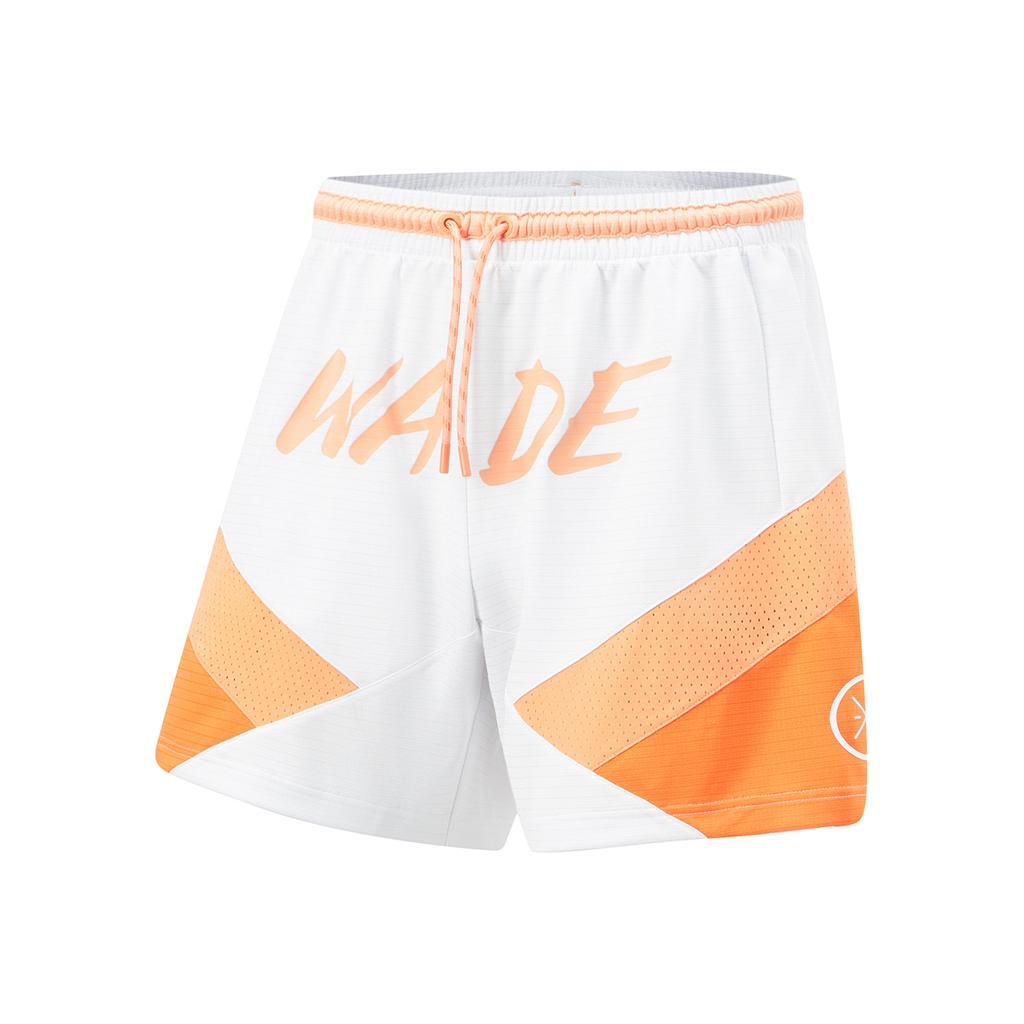 Li-Ning Wade Series Color Block Letter Mid-Rise Drawstring Quick-Dry Straight Casual Shorts Men Shorts White AAPU017-2