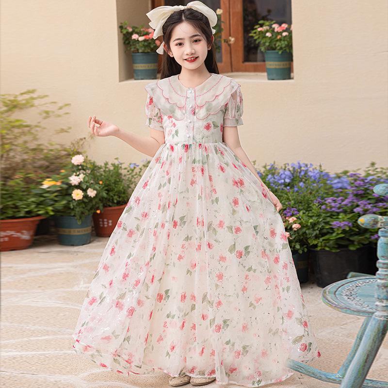 Girls Floral Summer Dress 2026 - Stylish Princess Skirt for Kids 150 cm
