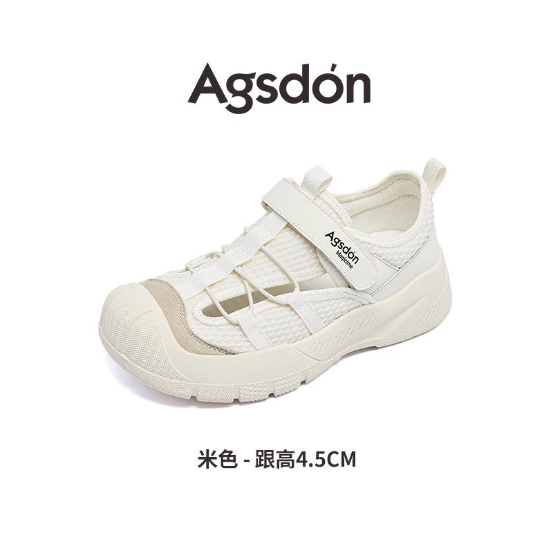 Augusteng Outdoor Hiking Shoes Women's 2025 New Summer Hiking White Sports Hollow Creek Baotou Sandals