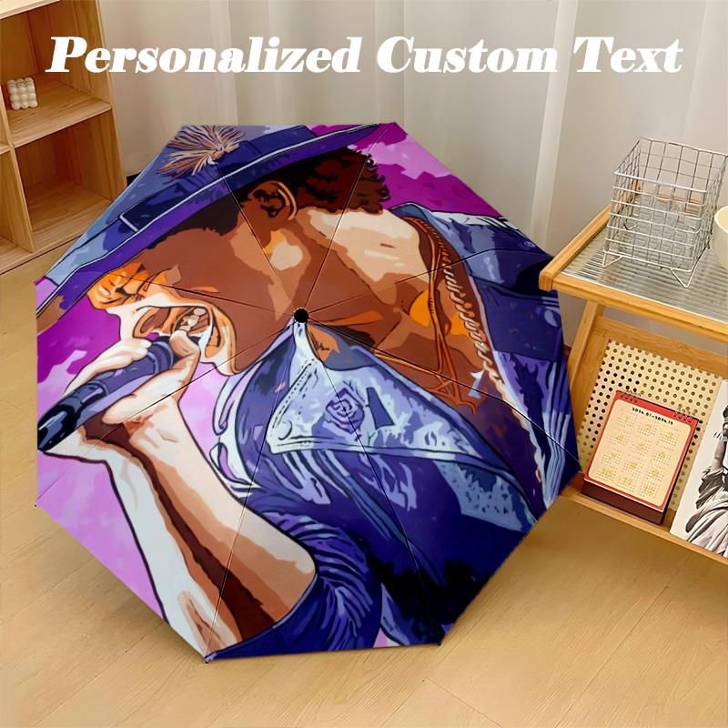 Portable Auto Folding Umbrella,Bruno Mars 8 Rib Waterproof Umbrella For Camping Commute