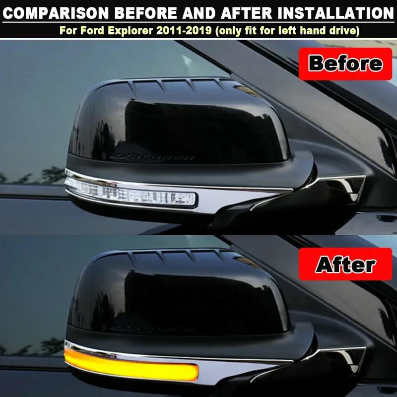 2PCS LED Dynamic Turn Signal Light For Ford Explorer 2011- LHD Side Rearview Mirror Indicator Blinker Lamp Car Accessories