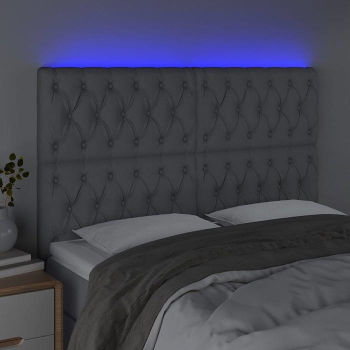VidaXL Tête de Lit à LED Meuble de Chambre à Coucher Accessoire de Lit Double Tête de Cadre de Lit Intérieur Gris Clair 3122766
