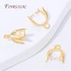 18K Gold Plated Brass Pinch Bail Clips,Leaf Shaped Pendant Connectors with Loop,For DIY Necklace& Charm Earrings Jewelry Making