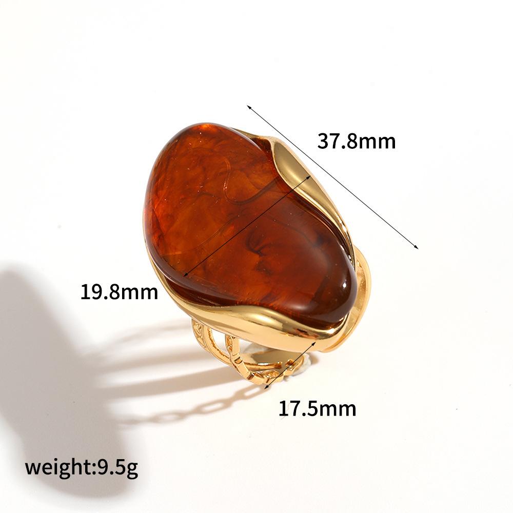 

Colorful Chunky Resin Irregular Earrings Ring Vintage Stainless Steel 18K Gold Plated Finger Jewelry Gift for Women