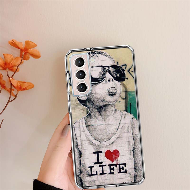 

Street Art Banksy Graffiti Phone Case For Samsung S24 FE Galaxy S22 Ultra S25 Edge S21 S23 FE S20 Plus Cover Shell Coque Clear S Samsung S25 Edge