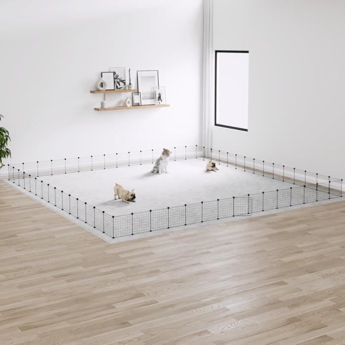 3114024 vidaXL Cage animaux de compagnie à 60 panneaux et porte Noir 35x35 cm