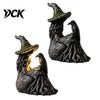 Handmade Dark Fantasy Figurine Luminous Witch & Raven with Mossy Tree Texture, Resin Gothic Halloween Garden Decor Statue LED Light for Home