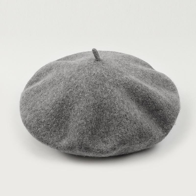 Dámský fialový vlněný baret: Klobouk se širokou krempou, Vintage britský, korejský a japonský styl pro podzim/zimu