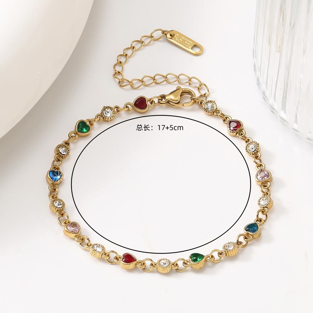 Colored Zircon Stainless Steel Bracelets Shiny Luxurious Niche Original Design Women's Wrist Accessories Bulk Supply