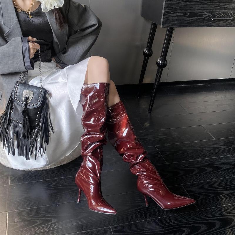 2025 Autumn New Pointed High Boots Stiletto Knight Women's Boots European and American Fashion High-heeled Boots