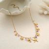 GEMCHIC Women's Ocean Style Shell Starfish Seahorse Bracelet Necklace Set Gold Plated Titanium Steel Jewelry