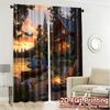 2pcs   2D FLAT PRINTING Curtains (Without Rod) Lakeside Retreat(1) Chic Curtain Fabric Versatile Fabric Curtains Home Decor for