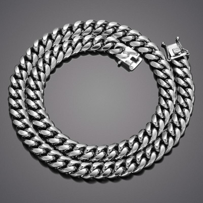 Factory Hip Hop Jewelry Men 8-14mm 18K Gold Plated Stainless Steel Miami Cuban Link Chain Luxury Necklace