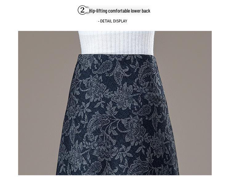 2025 Autumn Elegant High Waist Jacquard Mermaid Skirt: Retro Style, Hip-hugging Design for a Taller, Slimmer Look