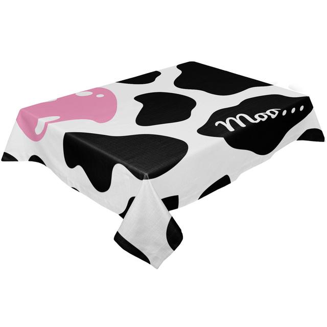 Cow Fur Pattern Black White Round Tablecloth Waterproof Wedding Table Decor Tablecloth Kitchen Dinning Table Cover