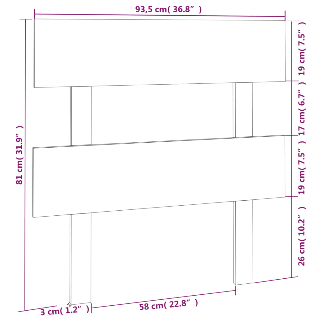 Vidaxl Wezgłowie Łóżka, Czarne, 93,5X3X81 Cm, Lite Drewno Sosnowe