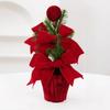 Fabric Christmas Potted Plant Wine Red Christmas Decoration Plant Mini Potted Christmas Tree  Desks