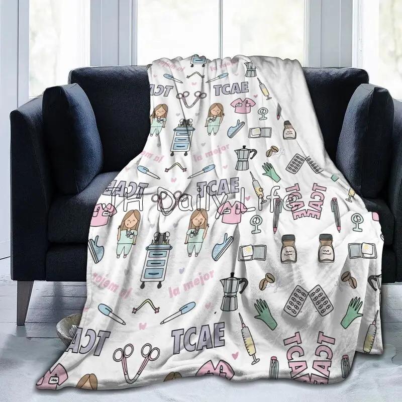 Custom Doctor Nurse Medical Flannel Fleece Blanket for Bed Sofa Soft Warm Lightweight Cozy Plush Throw Blankets for Home Nursery