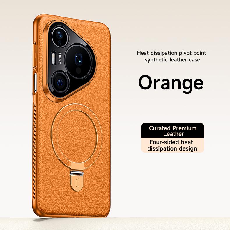 Heat Disspation 360 Rotatable Metal Stand Case For Huawei Pura 70 Ultra 80 Pro+ Plus Vegan Leather Cover Eco-Friendly Shell