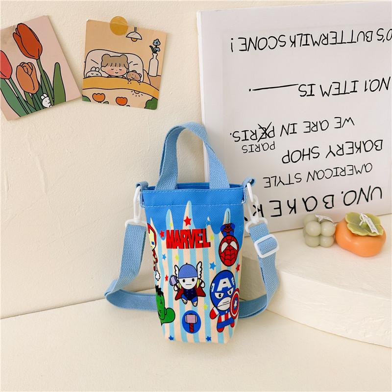 Fashion new children's bag cute girl large capacity water cup canvas bag baby shoulder messenger bag