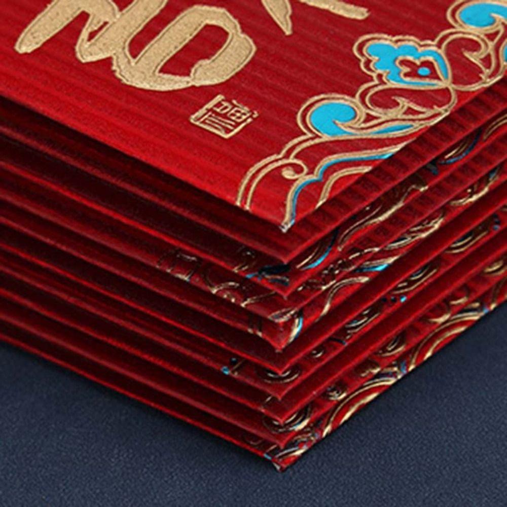 6pcs Blessings Printing Chinese New Year Red Envelope Hot Stamping HongBao Creative Red Packet  2025