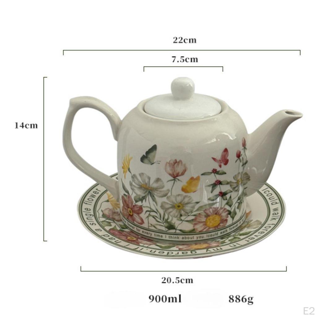 2x Théière en porcelaine avec soucoupe Bouilloire à eau et lait pour thé de l'après-midi Anniversaire